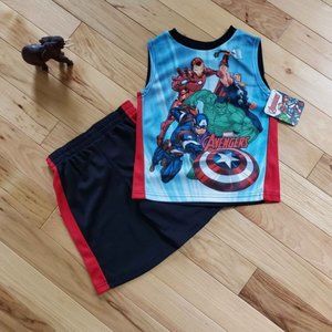 NWT Marvel Avengers 2 piece Boy's Hulk Summer Shirt Tank & Shorts Boy Sizes Red